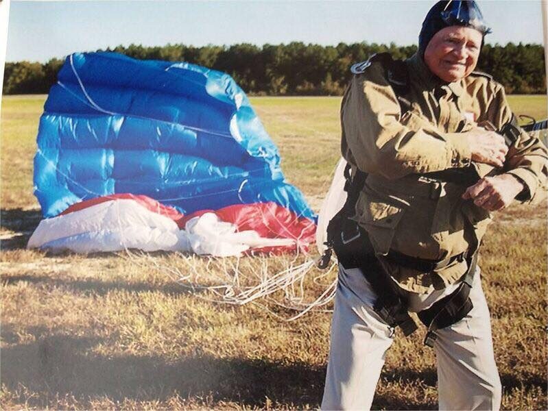 Old man skydiving