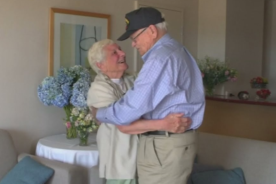 Elderly Couple Hugging